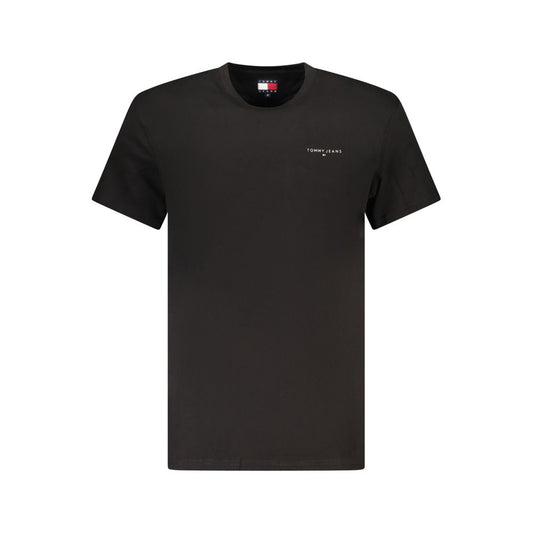 T-Shirt by Tommy Hilfiger for men in cotton black showcases a dramatic silhouette, elegantly detailed with a dramatic and for a truly dramatic finish.