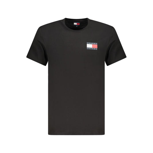 T-Shirt by Tommy Hilfiger for men in cotton black showcases a chic silhouette, artfully detailed with a chic and for a chic finish.