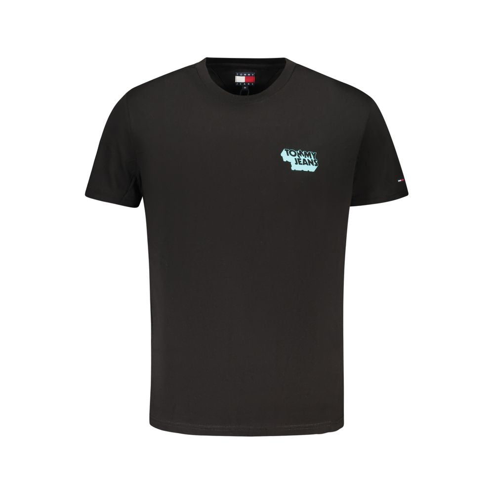 T-Shirt by Tommy Hilfiger for men in cotton black features a plush silhouette, showcasing a sophisticated crew neckline and for a truly plush finish.