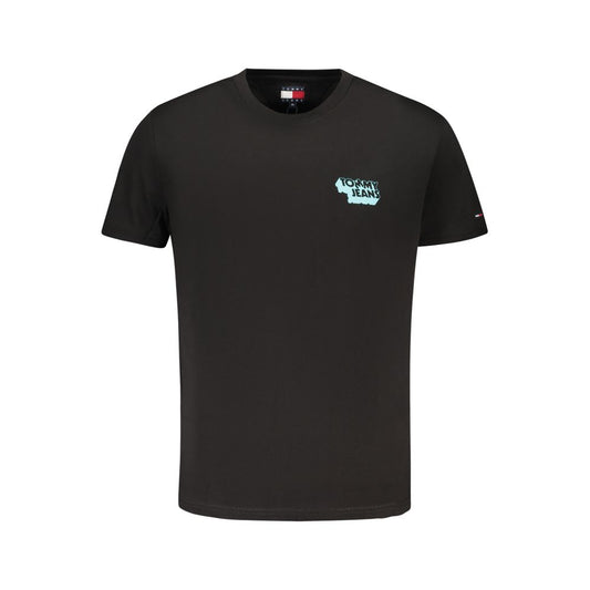 T-Shirt by Tommy Hilfiger for men in cotton black features a plush silhouette, showcasing a sophisticated crew neckline and for a truly plush finish.