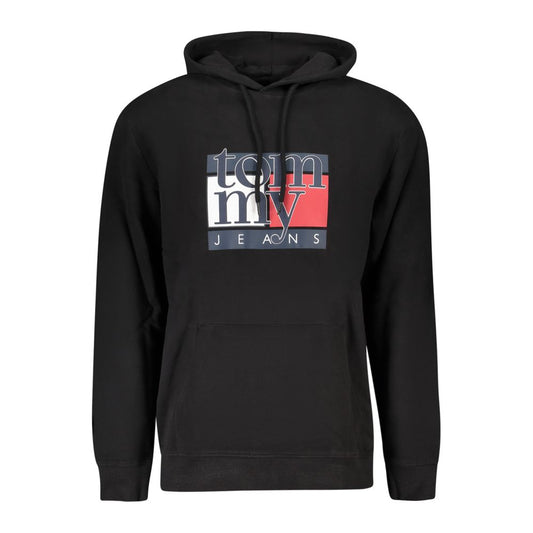 Hooded Sweatshirt Hoodie by Tommy Hilfiger for men in cotton black & print features a slouchy chic silhouette, detailed with a slouchy chic and a signature hooded neckline for an elevated aesthetic.