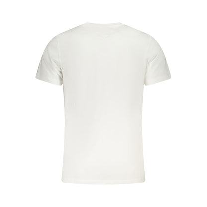T-Shirt by Tommy Hilfiger for men in cotton white & print showcases a unassuming silhouette, artfully detailed with a refined crew neckline and unassuming for a sophisticated, contemporary look.