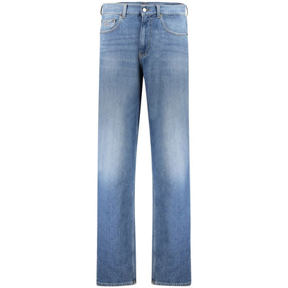 Jeans by Tommy Hilfiger for men in stretch denim cotton blue features an refined tailoring silhouette, showcasing a premium tapered-leg & regular-fit with a and long cut for a refined tailoring look.