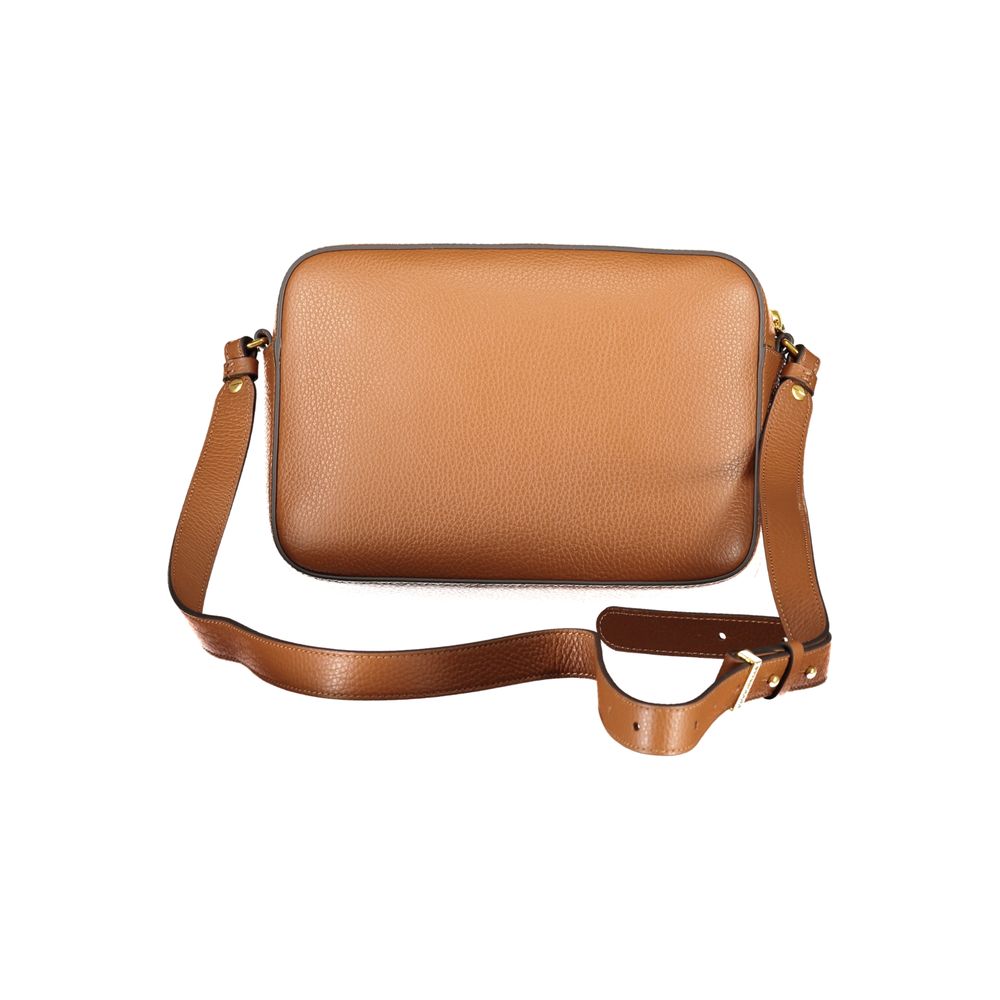 Handbag by Coccinelle for women in leather & metal brown & signature features a ornamental silhouette, showcasing a secure zipper, ample external-pockets & internal-pockets, and ornamental shoulder-strap & adjustable-strap for a sophisticated look.