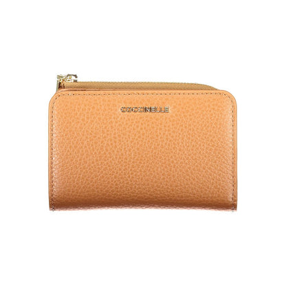 Wallet by Coccinelle for women in leather brown & signature showcases a refined silhouette, artfully detailed with the signature style of the Metallic Soft Leather Wallet and functional coin-purse.