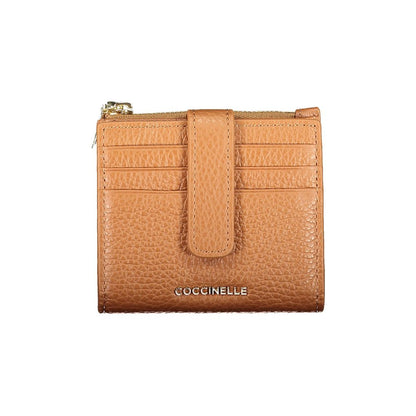 Coccinelle Metallic Soft Leather Cardholder Wallet - Brown Signature