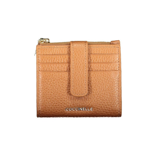 Coccinelle Metallic Soft Leather Cardholder Wallet - Brown Signature