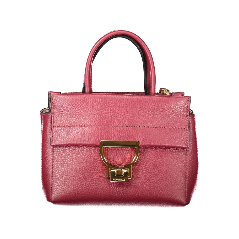 Coccinelle Arlettis Grained Leather Medium Satchel Handbag - Gold Pink Purple