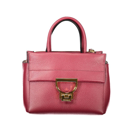 Coccinelle Arlettis Grained Leather Medium Satchel Handbag - Gold Pink Purple
