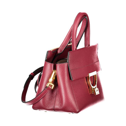 Coccinelle Arlettis Grained Leather Medium Satchel Handbag - Gold Pink Purple