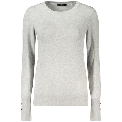 Sweatshirt by Guess Jeans for women in viscose & polyamide gray features an provocated silhouette, detailed with a provocated and a refined crew neckline for a sophisticated aesthetic.
