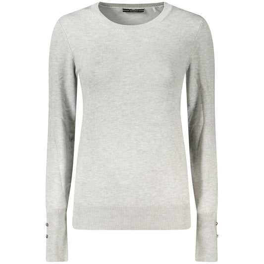 Sweatshirt by Guess Jeans for women in viscose & polyamide gray features an provocated silhouette, detailed with a provocated and a refined crew neckline for a sophisticated aesthetic.