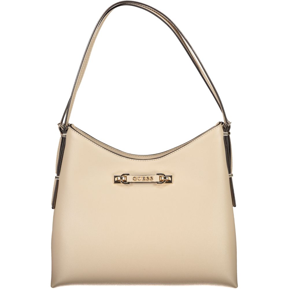 Large Shoulder Hobo Handbag by Guess Jeans for women in polyethylene & polyurethane beige, gold & patterned features a refined silhouette, showcasing a secure , organized , and versatile shoulder-strap for a refined finish.