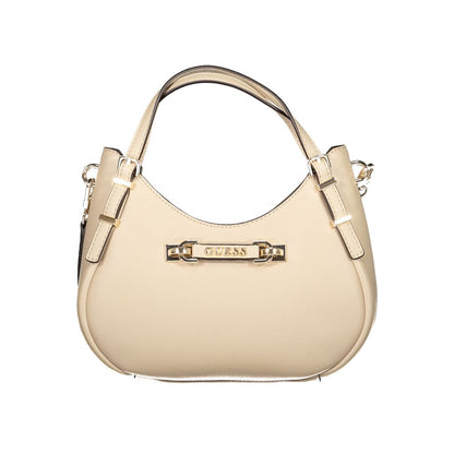 Small Satchel Handbag by Guess Jeans for women in polyethylene & polyurethane beige features an refined silhouette, showcasing a secure zipper, ample built-in-compartments & cardholder, and versatile shoulder-strap, handle & adjustable-strap for a sophisticated refined aesthetic.