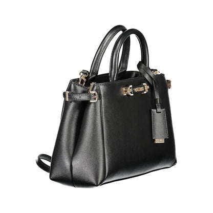 Crossbody Satchel Handbag by Guess Jeans for women in polyethylene & polyurethane black & gold features a exquisite silhouette, showcasing a secure zipper and exquisite with versatile crossbody-strap & adjustable-strap for a exquisite finish.