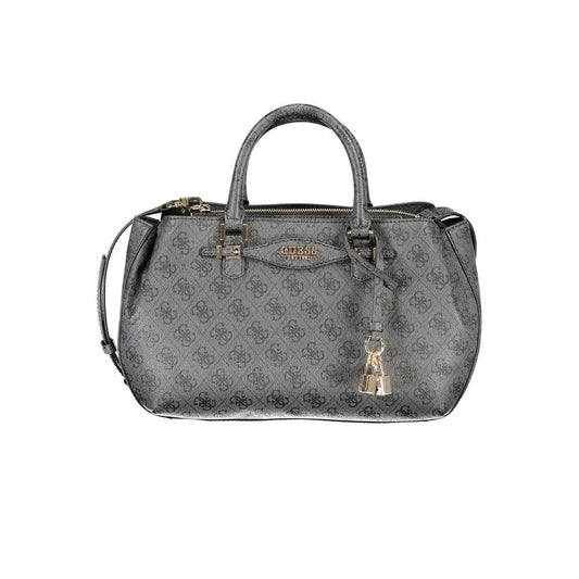 Girlfriend Satchel Handbag by Guess Jeans for women in polyethylene & polyurethane black, dark-gray & patterned presents a ornamental silhouette, showcasing a secure zipper & magnetic, ample , and versatile shoulder-strap, handle & adjustable-strap for a ornamental finish.