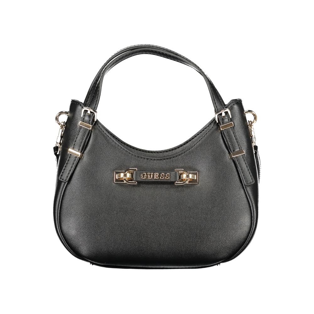 Small Satchel Handbag by Guess Jeans for women in polyethylene & polyurethane black features an refined silhouette, showcasing a secure zipper, ample cardholder, and versatile shoulder-strap, adjustable-strap, detachable-strap & handle for a sophisticated refined aesthetic.