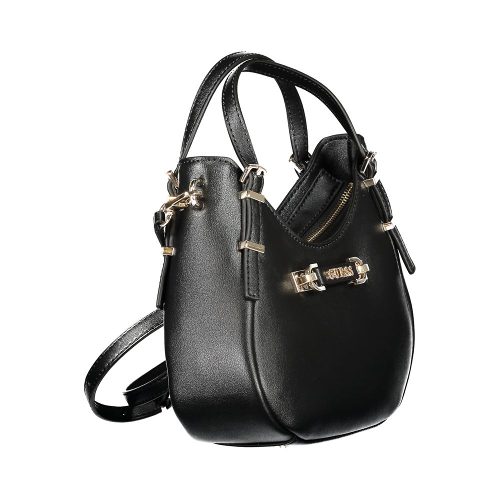 Small Satchel Handbag by Guess Jeans for women in polyethylene & polyurethane black features a exquisite silhouette, showcasing a secure zipper and exquisite cardholder with versatile shoulder-strap, adjustable-strap, detachable-strap & handle for a exquisite finish.