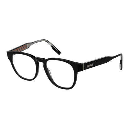 Eyeglasses Frames by Ermenegildo Zegna for men in acetate black features an refined silhouette, showcasing the refined black coloured frame and sophisticated full-frame frame design.