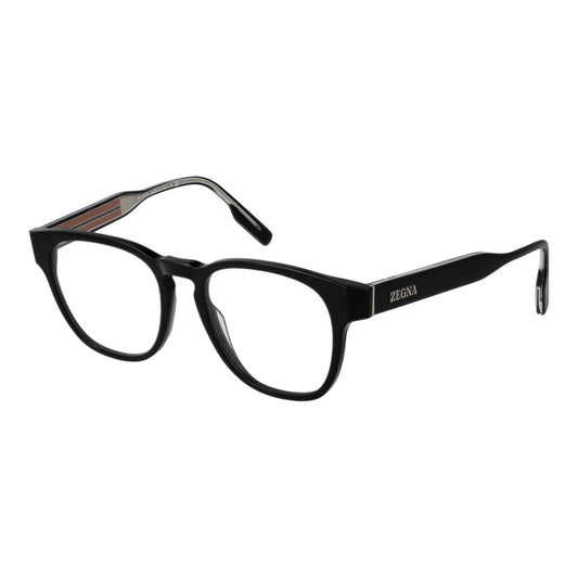 Eyeglasses Frames by Ermenegildo Zegna for men in acetate black features an refined silhouette, showcasing the refined black coloured frame and sophisticated full-frame frame design.