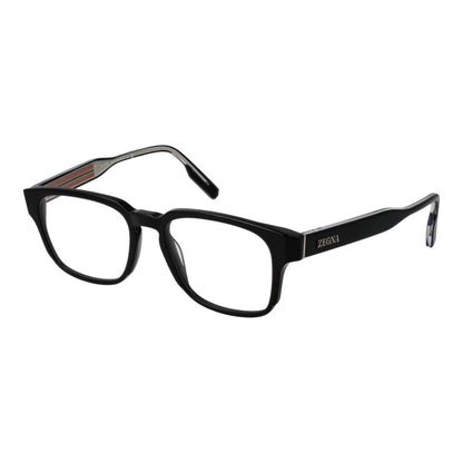 Eyeglasses Frames by Ermenegildo Zegna for men in acetate and black showcases a refined silhouette, detailed with a black coloured frame finish and a sophisticated full-frame frame design.
