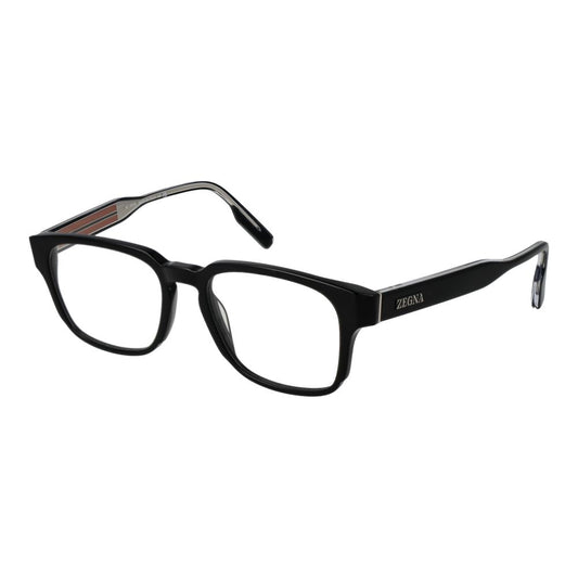 Eyeglasses Frames by Ermenegildo Zegna for men in acetate and black showcases a refined silhouette, detailed with a black coloured frame finish and a sophisticated full-frame frame design.