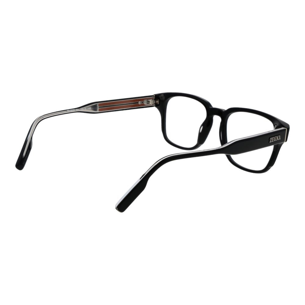 Eyeglasses Frames by Ermenegildo Zegna for men in acetate black features an refined silhouette, showcasing a sophisticated black coloured frame and refined full-frame frame design for a refined look.