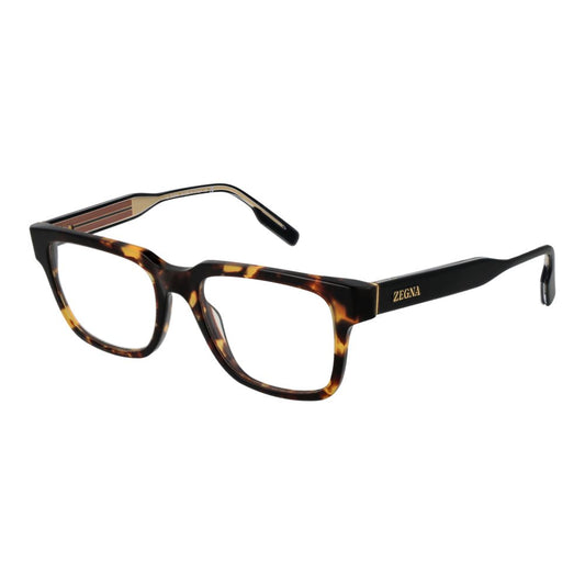 Eyeglasses Frames by Ermenegildo Zegna for men in acetate brown features an refined silhouette, showcasing a sophisticated brown coloured frame and refined full-frame frame design for a refined look.
