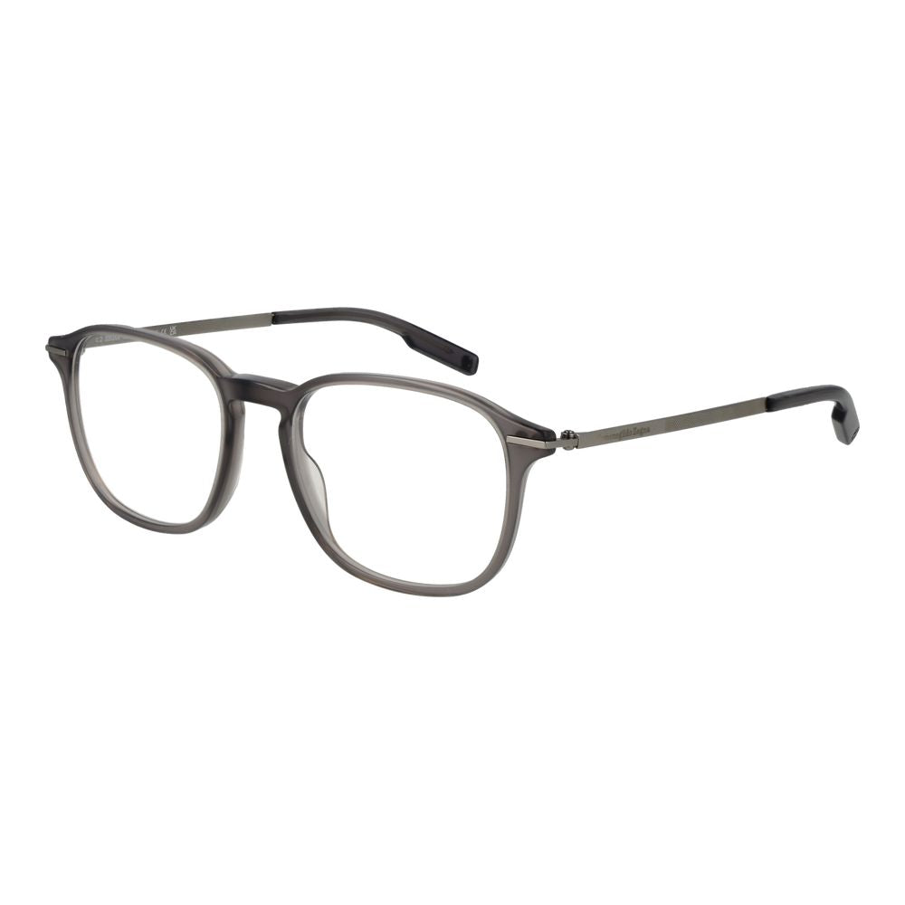 Eyeglasses Frames by Ermenegildo Zegna for men in acetate and gray showcases a refined silhouette, detailed with a gray coloured frame finish and a sophisticated full-frame frame design.