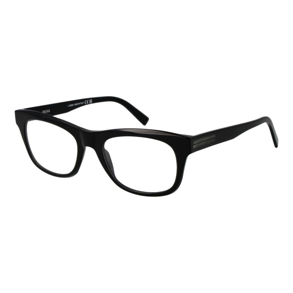 Eyeglasses Frames by Ermenegildo Zegna for men in acetate black features an refined silhouette, showcasing the refined black coloured frame and sophisticated full-frame frame design.
