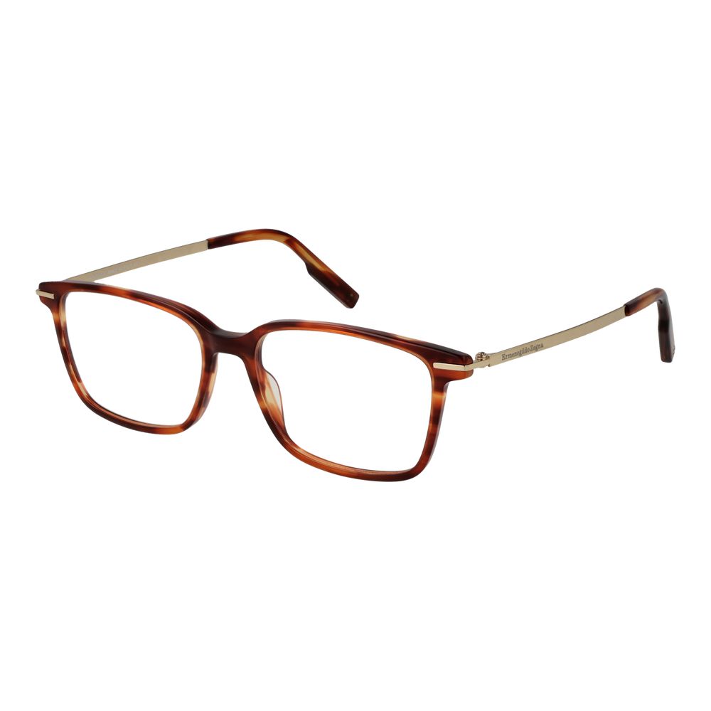 Eyeglasses Frames by Ermenegildo Zegna for men in acetate brown features an refined silhouette, showcasing a sophisticated brown coloured frame and refined full-frame frame design for a refined look.