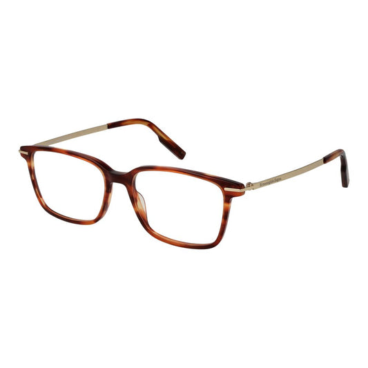 Eyeglasses Frames by Ermenegildo Zegna for men in acetate brown features an refined silhouette, showcasing a sophisticated brown coloured frame and refined full-frame frame design for a refined look.