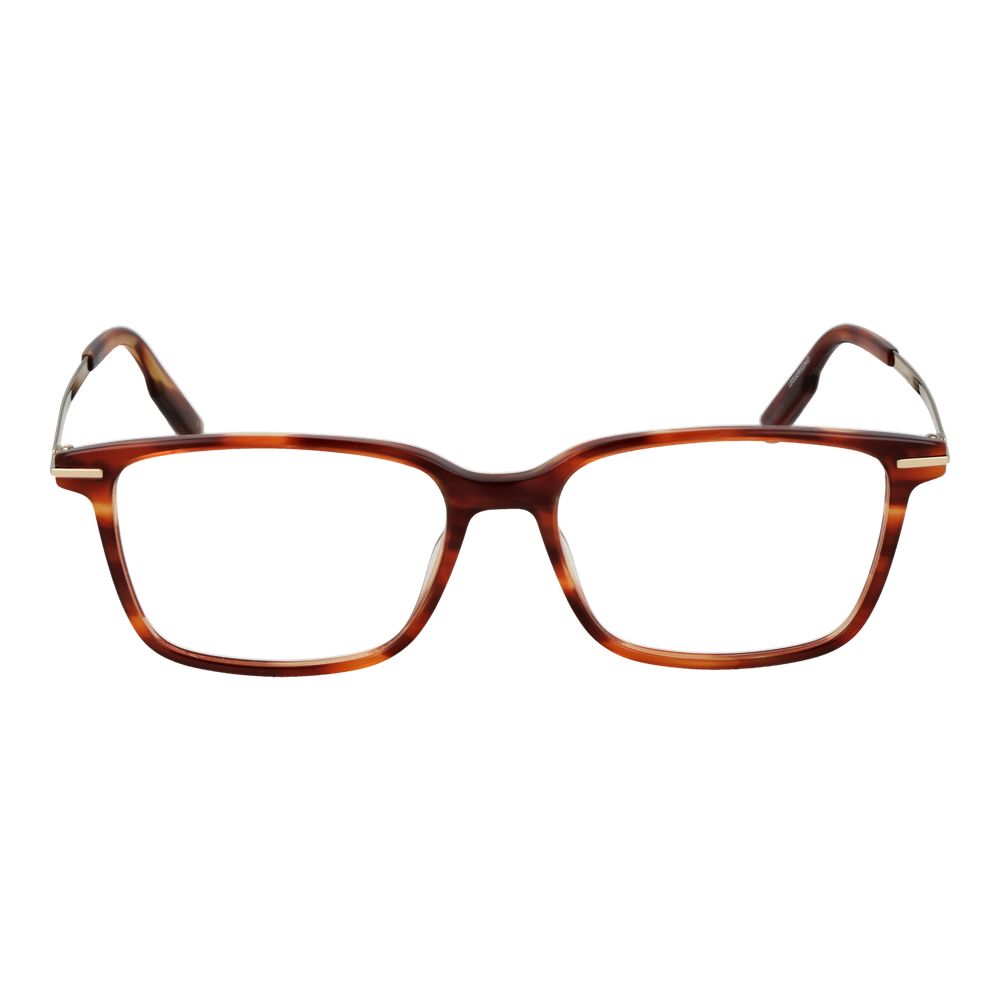 Eyeglasses Frames by Ermenegildo Zegna for men in acetate brown features a refined silhouette, showcasing a refined brown coloured frame and full-frame frame design for a sophisticated, premium look.