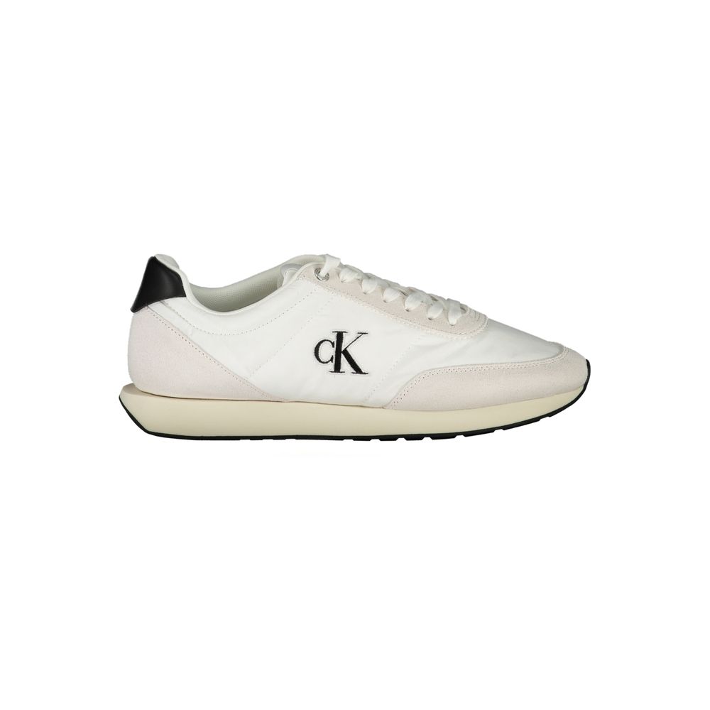 Sneakers by Calvin Klein for men in polyester polyurethane leather black & white features an sumptuous design from the Men's Athletic Polyester Polyurethane Leather Sneakers collection, highlighting a sumptuous athletic style for a premium, high-fashion look.