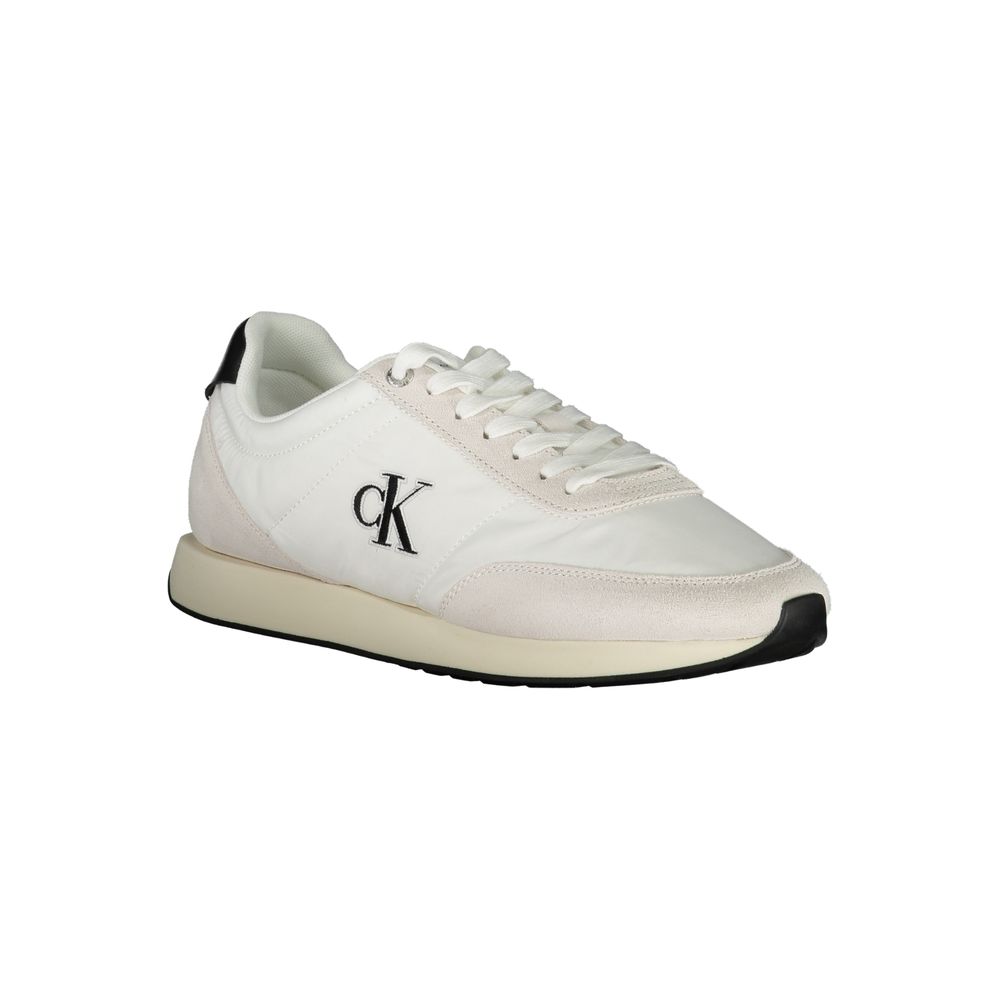 Sneakers by Calvin Klein for men in polyester polyurethane leather black & white features an sumptuous silhouette, showcasing the premium Men's Athletic Polyester Polyurethane Leather Sneakers in a sumptuous athletic style that offers a sumptuous finish for refined style.