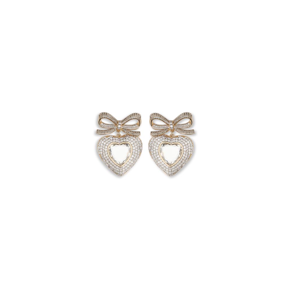 Earrings by Self-Portrait for women in cotton gold & silver presents a exquisite silhouette, showcasing a exquisite drop stud from the Heart Women's Drop Stud Brass & Crystal Earrings collection for a truly exquisite finish.