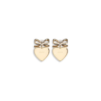 Earrings by Self-Portrait for women in cotton gold & silver showcases a enchanting silhouette, artfully incorporating the intricate drop stud seen in the Heart Women's Drop Stud Brass & Crystal Earrings.