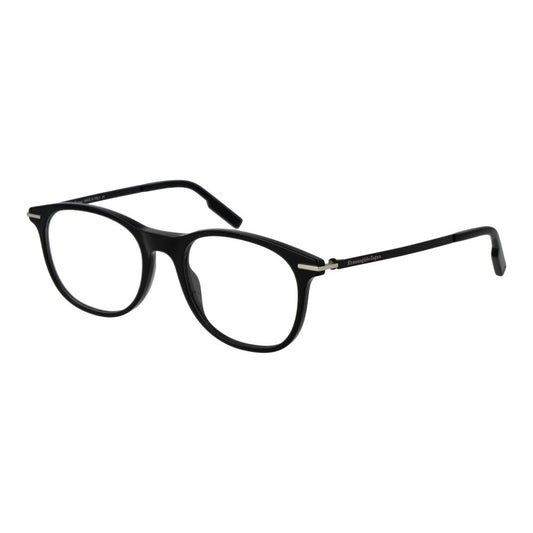 Eyeglasses Frames by Ermenegildo Zegna for men in plastic black features an refined silhouette, showcasing a sophisticated black coloured frame and refined full-frame frame design for a refined look.