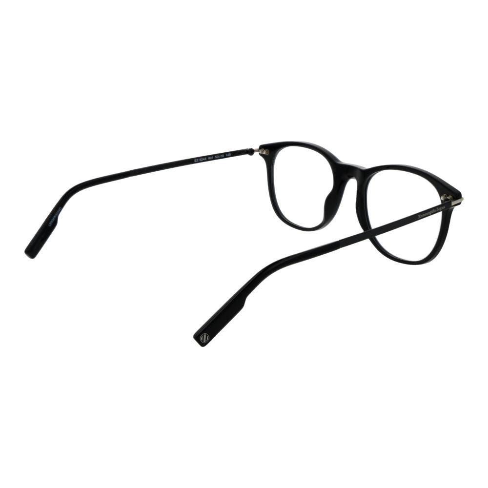 Eyeglasses Frames by Ermenegildo Zegna for men in plastic black features a refined silhouette, showcasing a refined black coloured frame and full-frame frame design for a sophisticated, premium look.