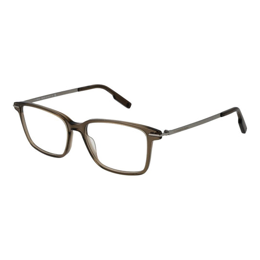 Eyeglasses Frames by Ermenegildo Zegna for men in acetate and beige showcases a refined silhouette, detailed with a beige coloured frame finish and a sophisticated full-frame frame design.
