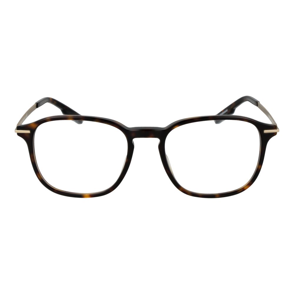 Eyeglasses Frames by Ermenegildo Zegna for men in acetate brown features a refined silhouette, showcasing a refined brown coloured frame and full-frame frame design for a sophisticated, premium look.