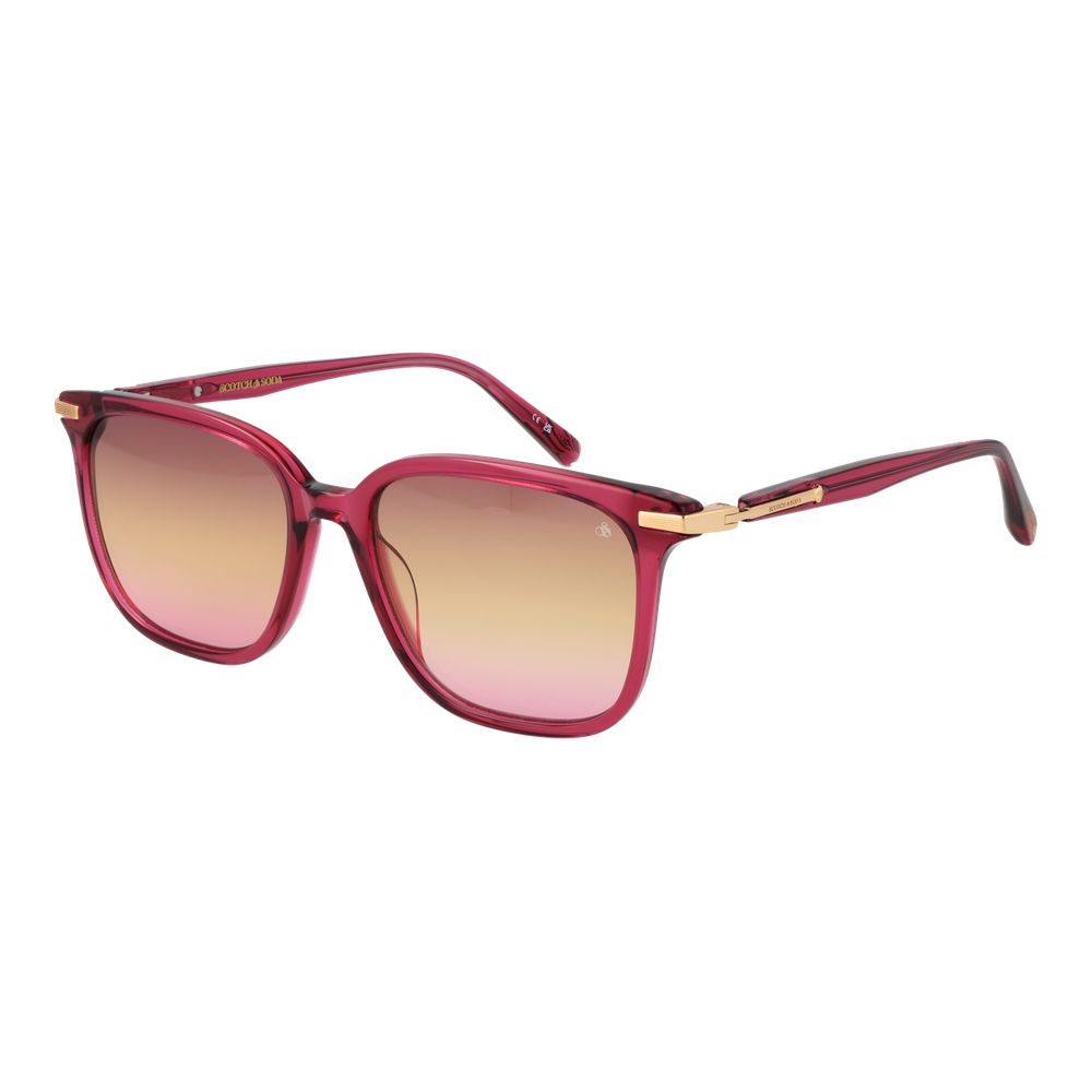 Sunglasses by Scotch & Soda for women in acetate and pink presents a sumptuous silhouette, featuring rose coloured frame and full-rim square frame design with gradient category-1-light-tint lens for a sumptuous look.