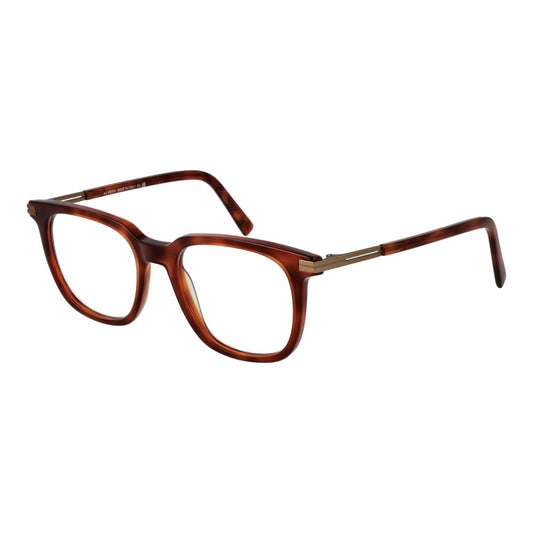 Eyeglasses Frames by Ermenegildo Zegna for unisex in acetate brown showcases a reflective silhouette, artfully incorporating a sophisticated brown coloured frame with a distinct full-frame frame design.
