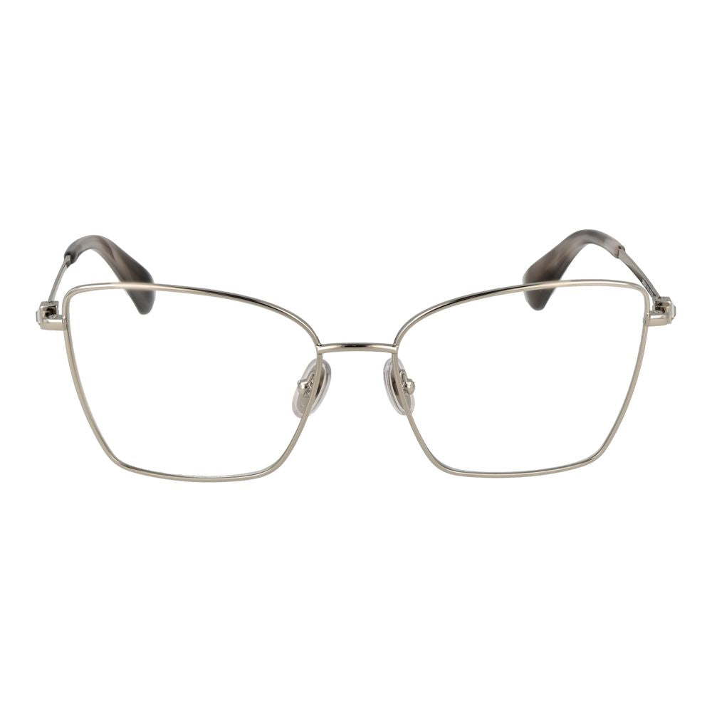 Eyeglasses Frames by Max Mara for women in metal silver features an refined silhouette, showcasing a sophisticated silver coloured frame and refined full-frame frame design for a refined look.