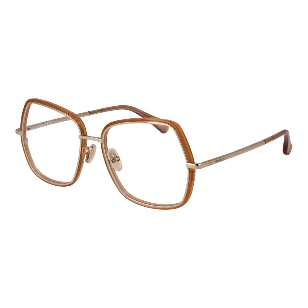 Eyeglasses Frames by Max Mara for women in metal gold features an refined silhouette, showcasing a sophisticated gold coloured frame and refined full-frame frame design for a refined look.