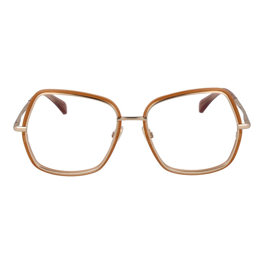 Eyeglasses Frames by Max Mara for women in metal gold showcases a reflective silhouette, artfully incorporating a sophisticated gold coloured frame with a distinct full-frame frame design.