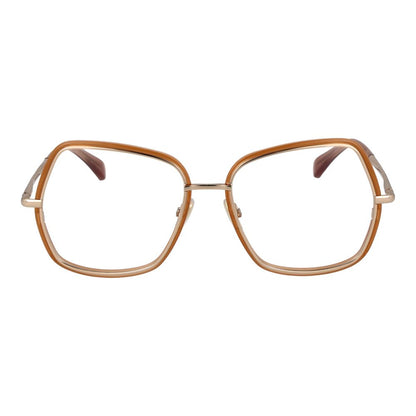 Eyeglasses Frames by Max Mara for women in metal gold showcases a reflective silhouette, artfully incorporating a sophisticated gold coloured frame with a distinct full-frame frame design.