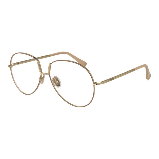 Eyeglasses Frames by Max Mara for women in metal and beige showcases a refined silhouette, detailed with a beige coloured frame finish and a sophisticated full-frame frame design.