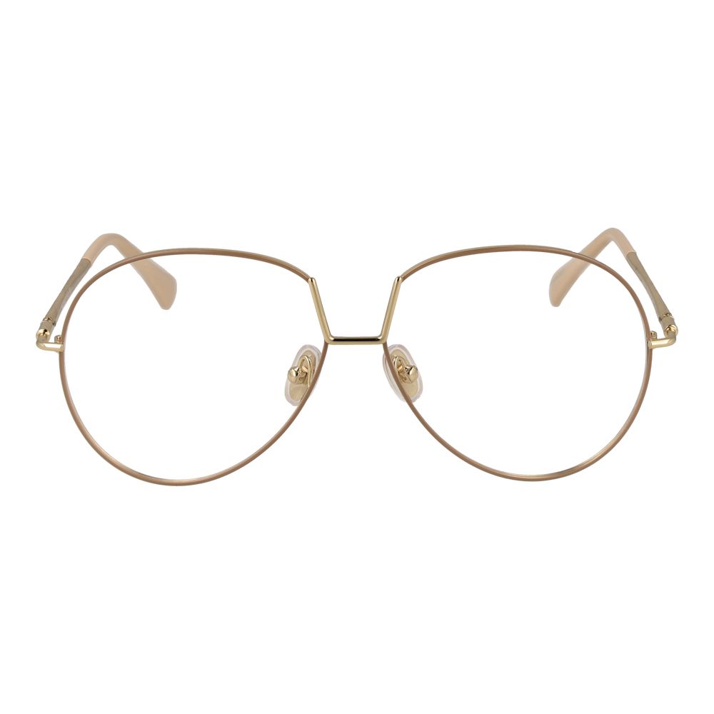 Eyeglasses Frames by Max Mara for women in metal beige features a refined silhouette, showcasing a refined beige coloured frame and full-frame frame design for a sophisticated, premium look.