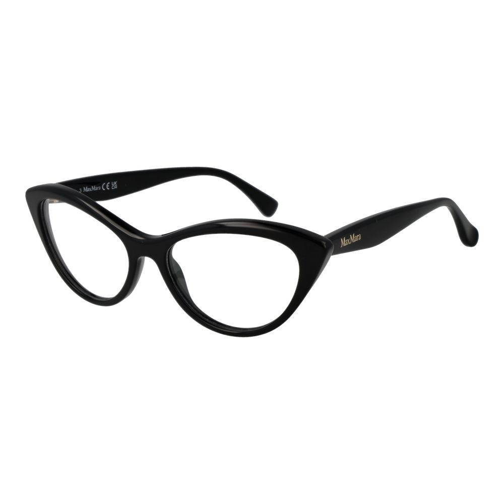 Eyeglasses Frames by Max Mara for women in acetate black showcases a reflective silhouette, artfully incorporating a sophisticated black coloured frame with a distinct full-frame frame design.